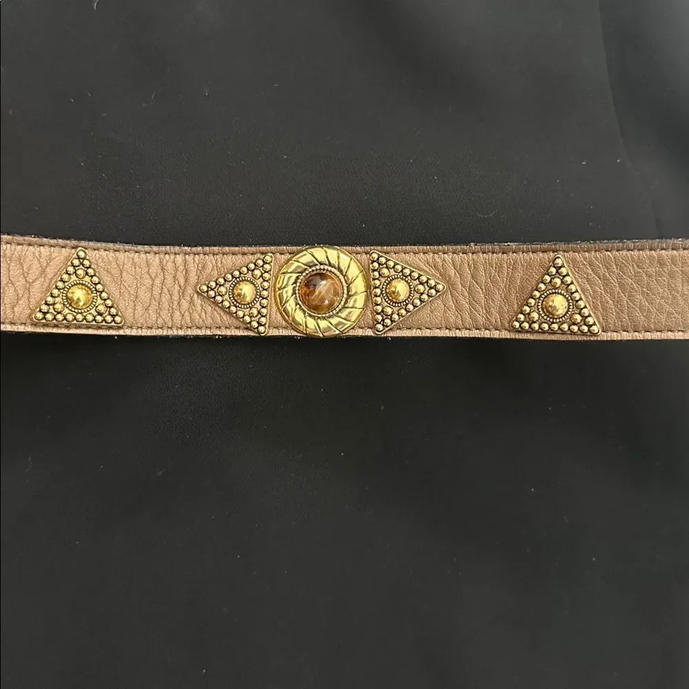 Leatherock San Diego 100% leather brown bronze tigers eye medium m belt boho